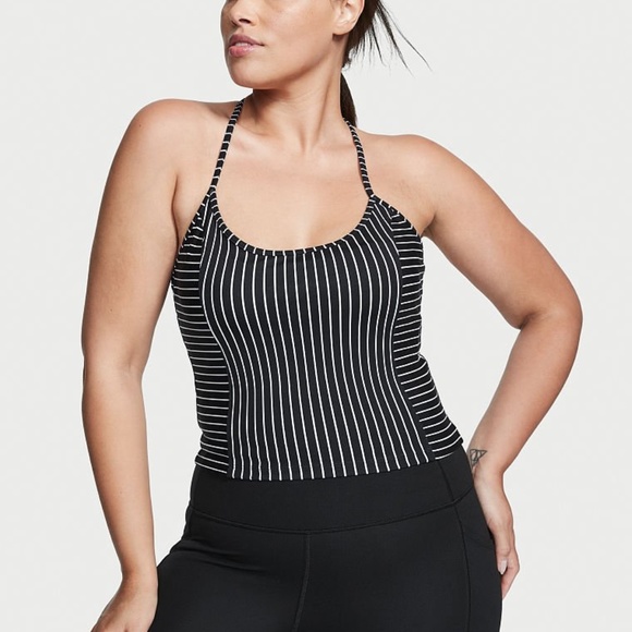 Victoria's Secret Essential Tank Top Black Pin Stripe XL NEW - Picture 1 of 3